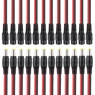 Abbildung von QitinDasen 12 Paar Premium DC Power Pigtail Kabel, 5.5 X 2.1mm Männlich Stecker und Weiblich Buchse Adapter Verbinder, für CCTV Sicherheit Kamera