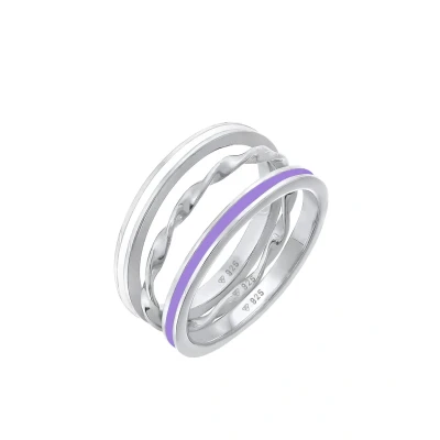 Abbildung von Elli 3 PACK Basic Ring, Damen, Größe: 54, Silber