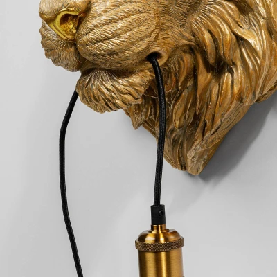 Abbildung von Kare Design Wandleuchte Animal Tiger Head, Gold, Wandleuchte, Wandlampe, Aluminium, handbemalt, 34x32x24 cm (H/B/T)