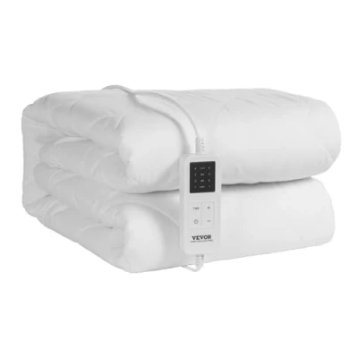 Abbildung von VEVOR Beheizte Matratzenauflage, 150 x 80 cm, Bettwärmer mit 4 Heizstufen, 12 Stunden Timer, 8 Abschaltautomatik, rundum elastische Taschen, Matratzenauflagen aus gebürstetem Stoff