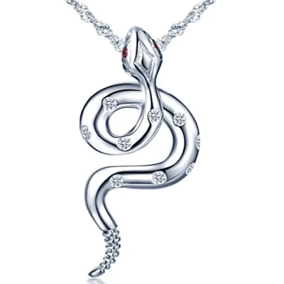 Abbildung von Unendlich U 925 Sterling Silber Damen Halskette Schlange Zirkonia Anhänger Kettenanhänger