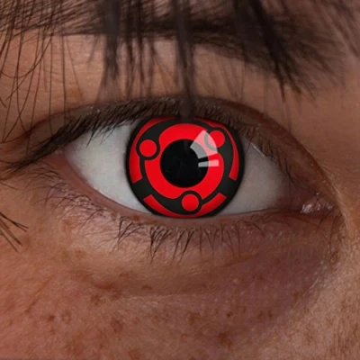 Abbildung von aricona Kontaktlinsen Sharingan Uchiha Madara Farbige ohne Stärke für Cosplay, Karneval, Fasching, Motto Partys und Halloween Kostüme, 2 Stück