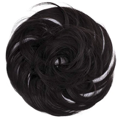 Abbildung von CAISHA Haargummi Bella Hochsteckfrisuren Haarteil Hochzeitfrisuren Voluminös Leicht Gewellt Hitzebeständige Kunstfaser DM17cm Dunkelbraun G2B