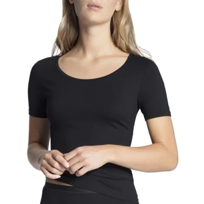 Abbildung von Calida Natural Comfort Tshirt basic, Damen, Größe: Small, Schwarz
