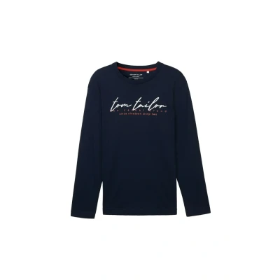 Abbildung von TOM TAILOR Herren Longsleeve mit Logo Print, 10668 Sky Captain Blue, M