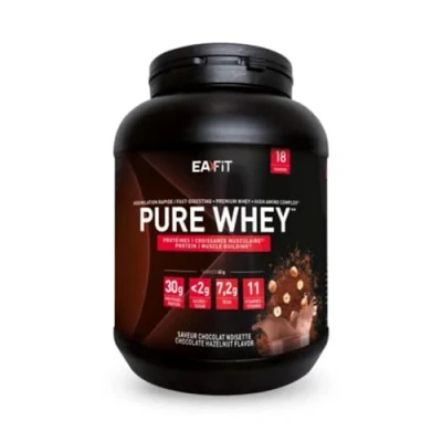Abbildung von EAFIT Whey Protein Pulver Haselnuss Schokolade 850g Premium Molkenproteine für Muskelaufbau Isolate Eiweißpulver Proteinpräparate made in France