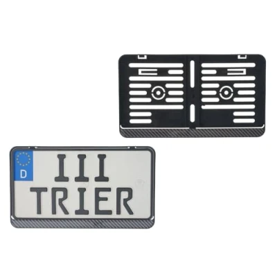 Abbildung von 1x Kennzeichenhalter 255 x 130 mm (Mit Carbon Look Silikon Streifen) für Kennzeichen im Format Passt Roller Moped Traktor Anhänger Motorrad Hänger