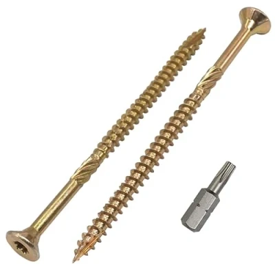 Abbildung von SKIR&#039;CO (40 Stück) Universal Verzinkter Stahl 5,0 x 120 mm Gelb Holzschrauben Senkkopf Torx Kopf Typ 17 Spanplattenschrauben (40, mm)