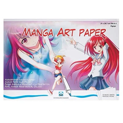 Abbildung von Schoellershammer Honsell 23100 Manga Art Paper Block, Markerpapier, DIN A4, 75 g/m², Blatt, hellweiß, durchschlagfest, säurefrei und alterungsbeständig