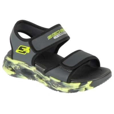 Abbildung von Skechers SOLA GLOW Riemensandalette charcoal/silvercoloured/lime trim für Kinder, Größe: 37, Charcoal/silver coloured/lime Schuhe