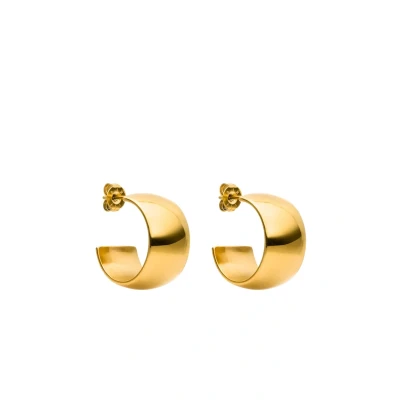 Abbildung von PURELEI® Signature Bold Ohrringe (Gold), Wasserfeste Damen Ohrringe, Kleine, dicke, elegante Creolen aus Edelstahl, Geschenk für Frauen, 18 mm Durchmesser