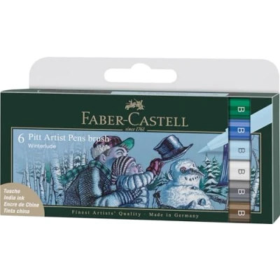 Abbildung von FABER CASTELL 167176 Tuschestifte Pitt Artist Pen Winterlude, B, 6 Pinselstife