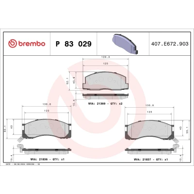 Abbildung von BREMBO P 83 029 Bremsbelagsatz mit akustischer Verschleißwarnung ohne Zubehör