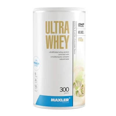 Abbildung von Maxler Ultra Whey Protein 24 g pro Portion Pulver Molkenprotein Konzentrat, Isolat, Hydrolysat Mit BCAA Pistazie &amp; Weiße Schokolade 300g