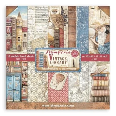 Abbildung von Stamperia, Vintage Library 12x12 Inch Paper Pack