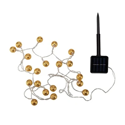 Abbildung von Pauleen 48183 Sunshine Glamour Solar Lichterkette für Balkon oder Garten Gold Außenbeleuchtung Metall 3000K