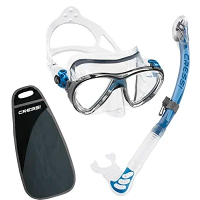 Abbildung von Cressi Erwachsene, Unisex Big Eyes Evolution &amp; Alpha Ultra Dry, Clear/Blue Masken Schnorchel, Transparent, Blau, Einheitsgröße