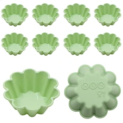 Abbildung von Törtchenform Tarteform Backförmchen Silikon Törtchenformen Tartelette Förmchen Backformen Set, für mini Kuchen, Tarte und Quiche kleine Küchlein 10 PCS (Grün)