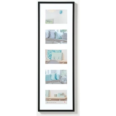 Abbildung von walther design Bilderrahmen schwarz 5X 10x15 cm Galerie mit Passepartout, New Lifestyle Kunststoffrahmen KV515B