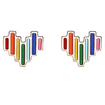 Abbildung von YAXUN Damen Ohrringe 925 Sterling Silber Regenbogen Herz Kleine Ohrstecker Modeschmuck für Frauen Mädchen GRÖSSE: 5mm