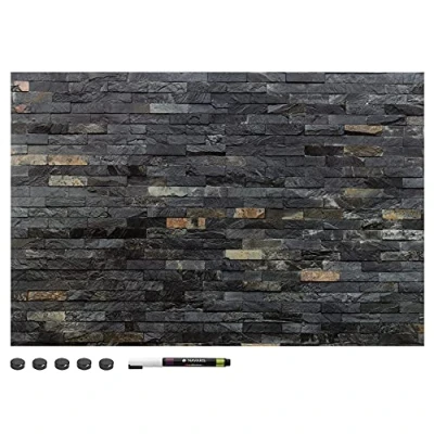 Abbildung von Navaris Magnettafel Magnetpinnwand Memoboard zum Beschriften 60x40 cm Notiztafel div. Designs Tafel abwaschbar mit Halterung Magneten Stift