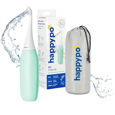 Abbildung von HappyPo Tragbar Bidet 300 ml Po Dusche mit 50 Prozent mehr Volumen Handbrause Ersetzt Feuchtes Toilettenpapier Portable für Unterwegs Geeignet Reisen und Hygiene (Minze)