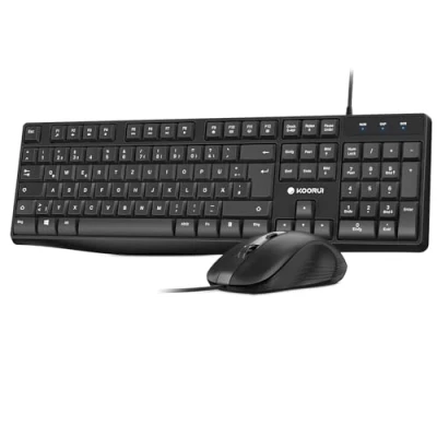Abbildung von KOORUI Tastatur und Maus,Maus Set Deutsches Layout QWERTZ mit 12 Funktionstasten Maus für Windows,MacOS,Linux Schwarz