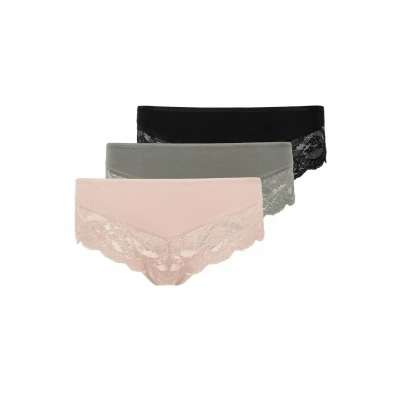 Abbildung von Snocks 3 PACK LACE Panties, Damen, Größe: XL, Mix apricot/grün/schwarz