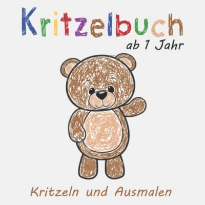 Abbildung von Kritzelbuch ab 1 Jahr: Dickes Malbuch mit 50 schöne einfache Motive zum Kritzeln, Ausmalen und Lernen erster Wörter