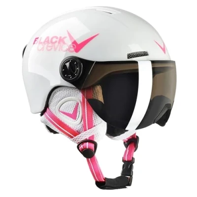 Abbildung von Black Crevice Kinder Visierhelm Leogang, weiß Shiny/pink, 52 54 cm…