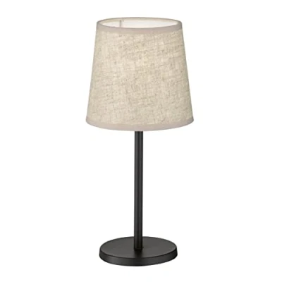 Abbildung von Fischer &amp; Honsel Tischleuchte Rimini sandschwarz matt Stoffschirm sandfarben Leinen H: 30 cm, D: 14 cm mit Schnurschalter 1x E14 max. 25 W ohne Leuchtmittel