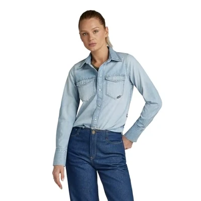 Abbildung von G STAR RAW Damen Slim Western Hemd, Blau (Sun Faded Blue Mist D24343 D539 G342), S