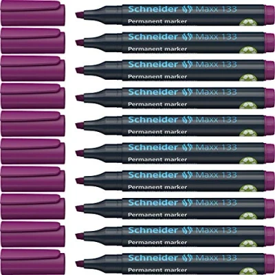 Abbildung von Schneider Maxx 133 Permanent Marker mit Keilspitze (Strichstärke: 1 4 mm, nachfüllbar) 10er Packung violett