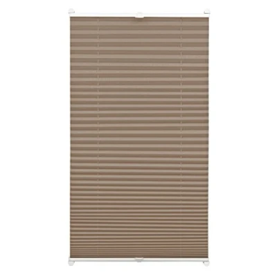 Abbildung von Deco Company Plissee zum Klemmen, Blickdichtes Faltrollo, Alle Montage Teile inklusive, EASYFIX verspannt mit zwei Bedienschienen, Taupe, 50 x 130 cm (BxH)