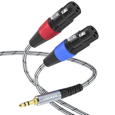Abbildung von JOLGOO XLR Splitterkabel, Dual Buchse auf Stecker, Y Splitter Mikrofonkabel, 2 1 Stecker Kabel, 0,5 m, Stück