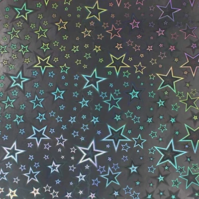 Abbildung von Din A4 Bogen Bastelfolie Selbstklebend Künstlerfolie Plotterfolie Plottfolie Hologramm Glitzer Folie Basteln DIY (Stars (No.035), 10er Set Bögen)