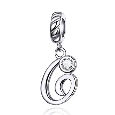 Abbildung von LaMenars Damen Charm Anhänger Alphabet Buchstabe 925 Sterling Silber passend für, Chamilia und europäische Armbänder &amp; Halsketten (Buchstabe G)