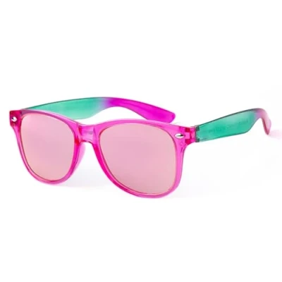 Abbildung von Kiddus POLARISIERTE Sonnenbrille für Jungen und Mädchen. Ab 6 Jahren. UV400 100% Schutz gegen Ultraviolette Sonnenstrahlen. Rosa Farbverlauf zu Türkis. Durchscheinend