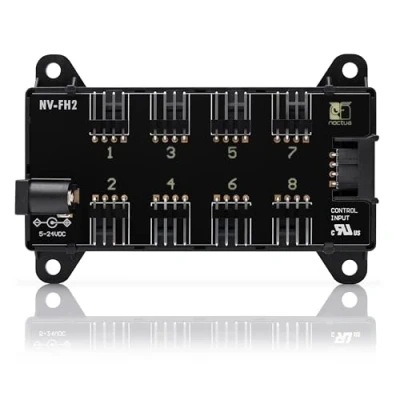Abbildung von Noctua NV FH2, 8 Kanal Lüfter Hub für 5V, 12V und 24V Lüfter, bis zu 60W Gesamtleistung mit Optionalem 5,5mm Hohlstecker Netzteil, Magnet oder Schraubbefestigung (Schwarz)