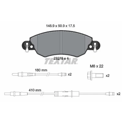 Abbildung von TEXTAR 2327601 Bremsbelagsatz inkl. Verschleißwarnkontakt mit Bremssattelschrauben Zubehör CITROËN: C5 I Hatchback