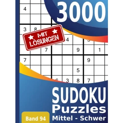 Abbildung von 3000 Sudoku: Puzzles Mittel Schwer Großes Sudoku Buch für Erwachsene Band 94