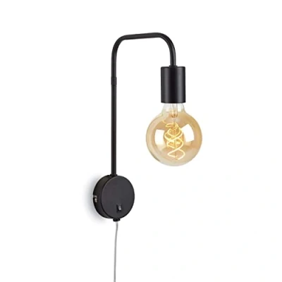 Abbildung von BRILONER Leuchten Retro Bettleuchte, Wandleuchte, Leselampe mit Stecker, Kippschalter, 1x E27, max. 10 Watt, Metall, Schwarz, 2086 015