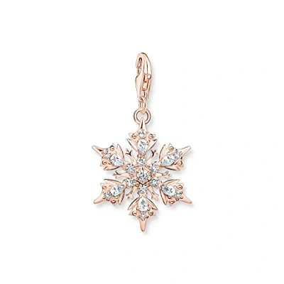 Abbildung von Thomas Sabo Charm Anhänger Schneeflocke mit weißen Steinen vergoldetes Silber 1903 416 14