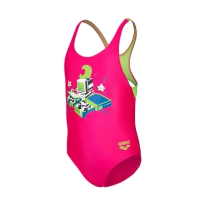 Abbildung von Arena Mädchen Kids Girl&#039;s Game Pro Back One Piece Swimsuit, Freak Rose softgreen, 98 EU