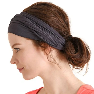 Abbildung von Dünnes Lauf Stirnband Sport Haarband Herren, Bandana Damen Sommer Japanische Mode Lang, Loop Tuch Zum Binden Dunkelgrau