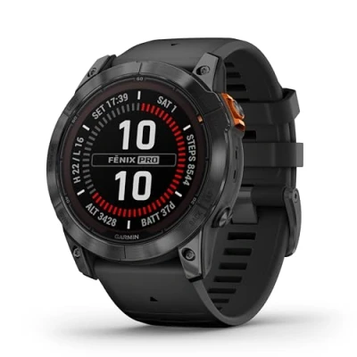 Abbildung von Garmin fēnix 7X Pro GPS Multisport Smartwatch mit Solarladelinse, Farbdisplay und Touch /Tastenbedienung, TOPO Karten, über 60 vorinstallierte Sport Apps, Music Pay