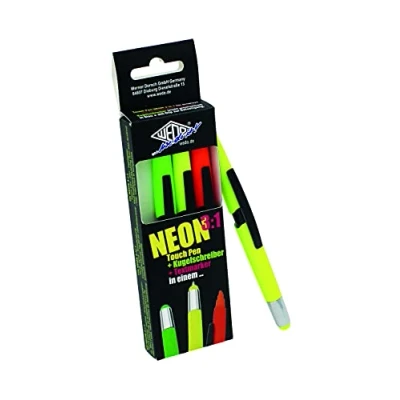 Abbildung von WEDO 261610499 3 in 1 Touchpen, Kugelschreiber und Textmarker, (4er Pack), 2x neongelb, neongrün, neonorange