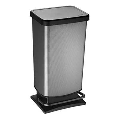 Abbildung von Rotho Paso Mülleimer 40l mit Pedal und Deckel, Kunststoff (PP) BPA frei, carbonmetallic, (35.3 x 29.5 67.6 cm)