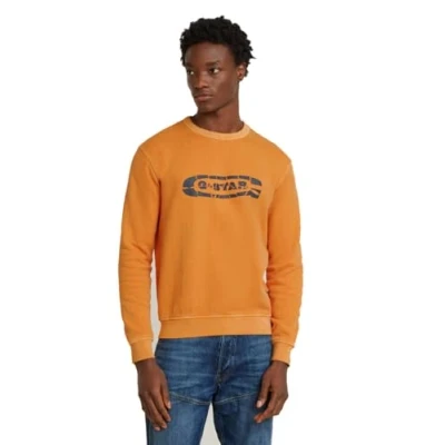 Abbildung von G STAR Destroyed LOGO Washed Sweatshirt, Herren, Größe: Medium, Marmalade gd