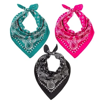 Abbildung von LOVARZI Set aus 3 Bandanas in Schwarz, Pink &amp; Teal Kopftücher Herren Damen Baumwolle